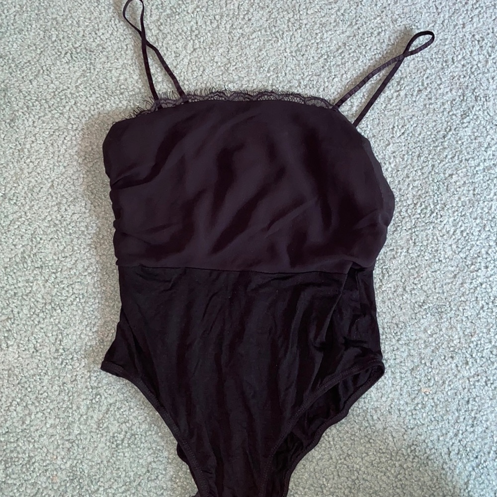 Black Bodysuit w/ Lace Trim